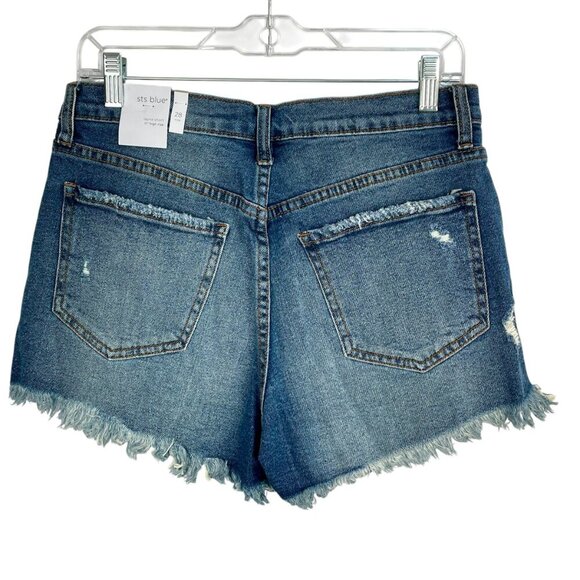 NWT STS Blue Layne High Waist Distressed Cutoff Shorts Medium Wash Women Size 28 - Picture 3 of 16